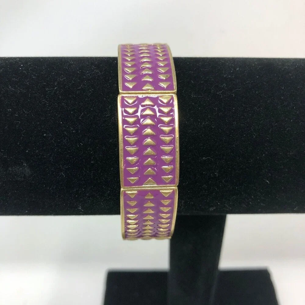 Lia Sophia Bracelet Purple Gold Tone Chevron Stretch Rhythmic‎